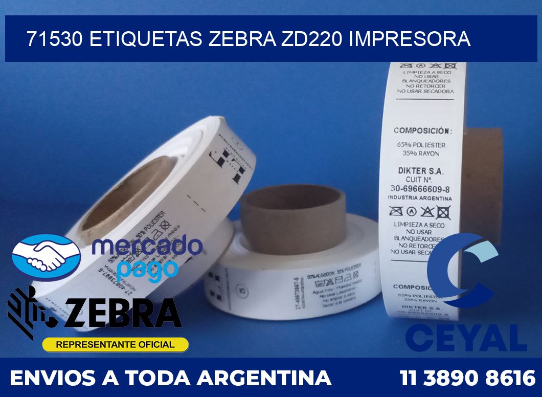 71530 etiquetas Zebra zd220 impresora