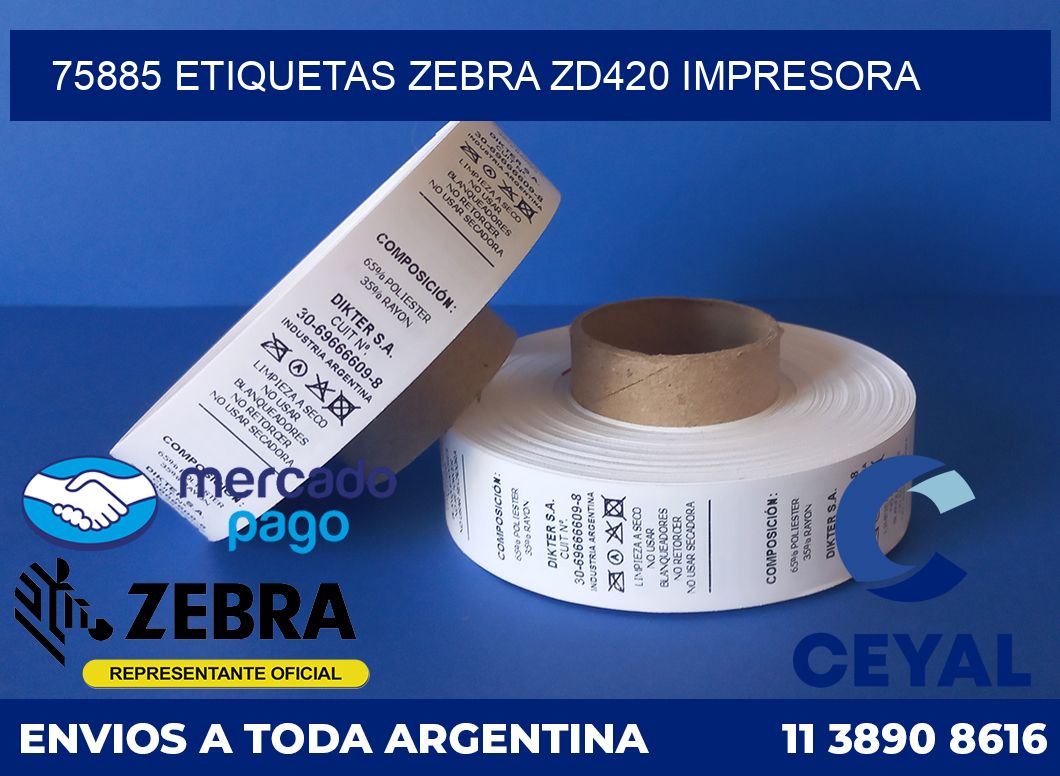 75885 etiquetas Zebra zd420 impresora