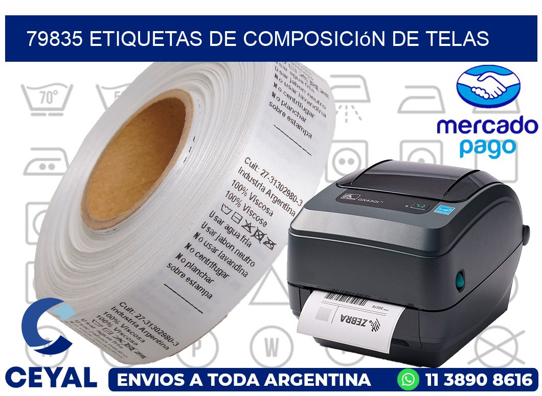 79835 Etiquetas de composición de Telas