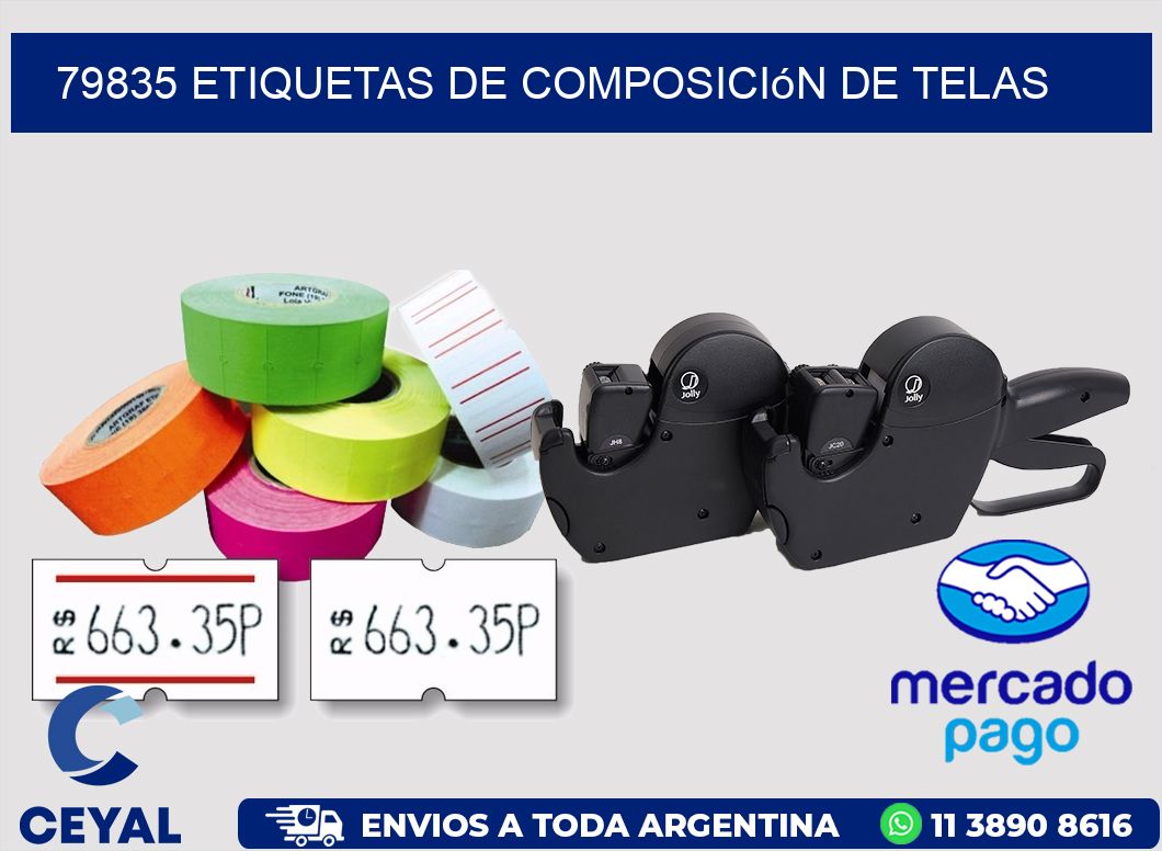 79835 Etiquetas de composición de Telas