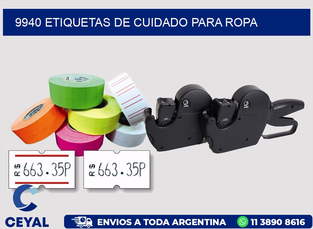 9940 Etiquetas de cuidado para ropa