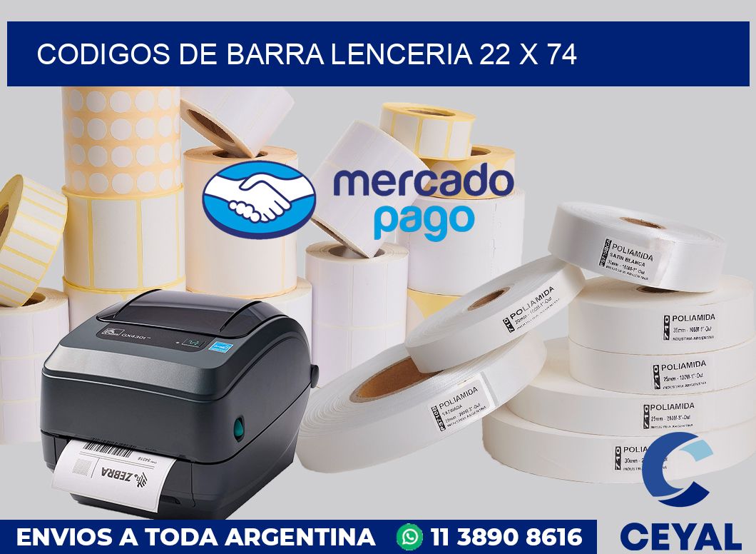 Codigos de barra lenceria 22 x 74