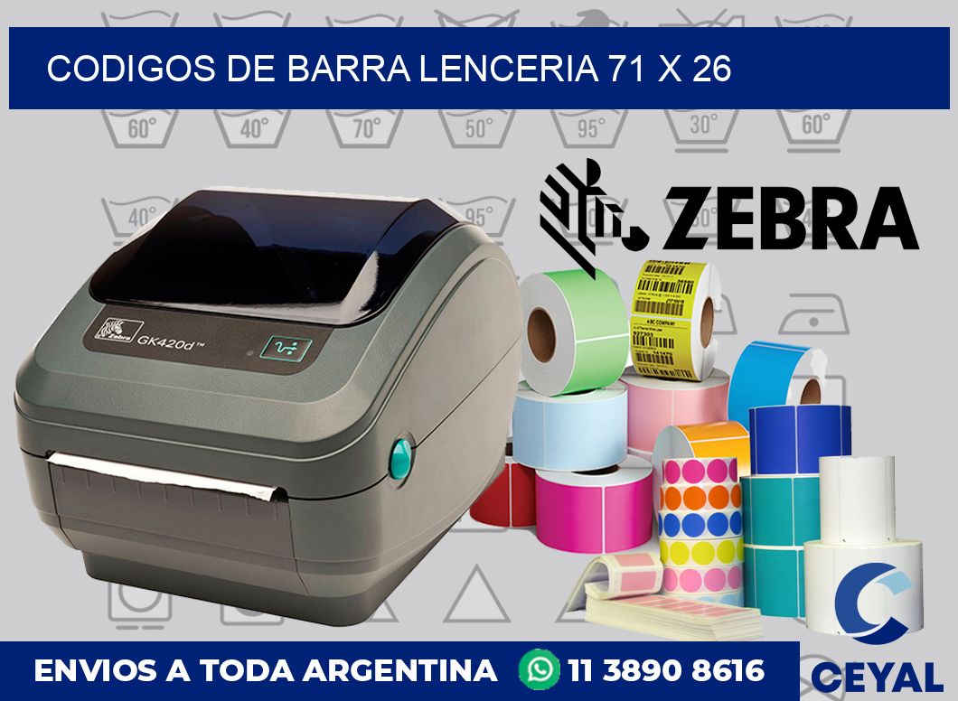 Codigos de barra lenceria 71 x 26