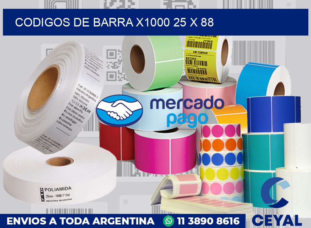 Codigos de barra x1000 25 x 88