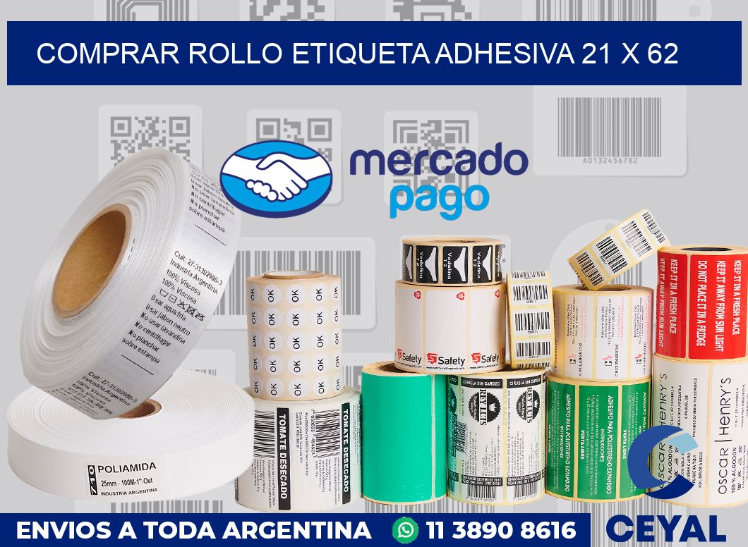 Comprar rollo etiqueta adhesiva 21 x 62