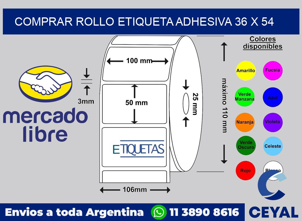 Comprar rollo etiqueta adhesiva 36 x 54