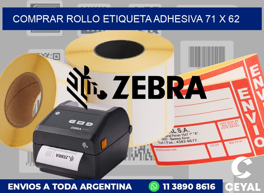 Comprar rollo etiqueta adhesiva 71 x 62