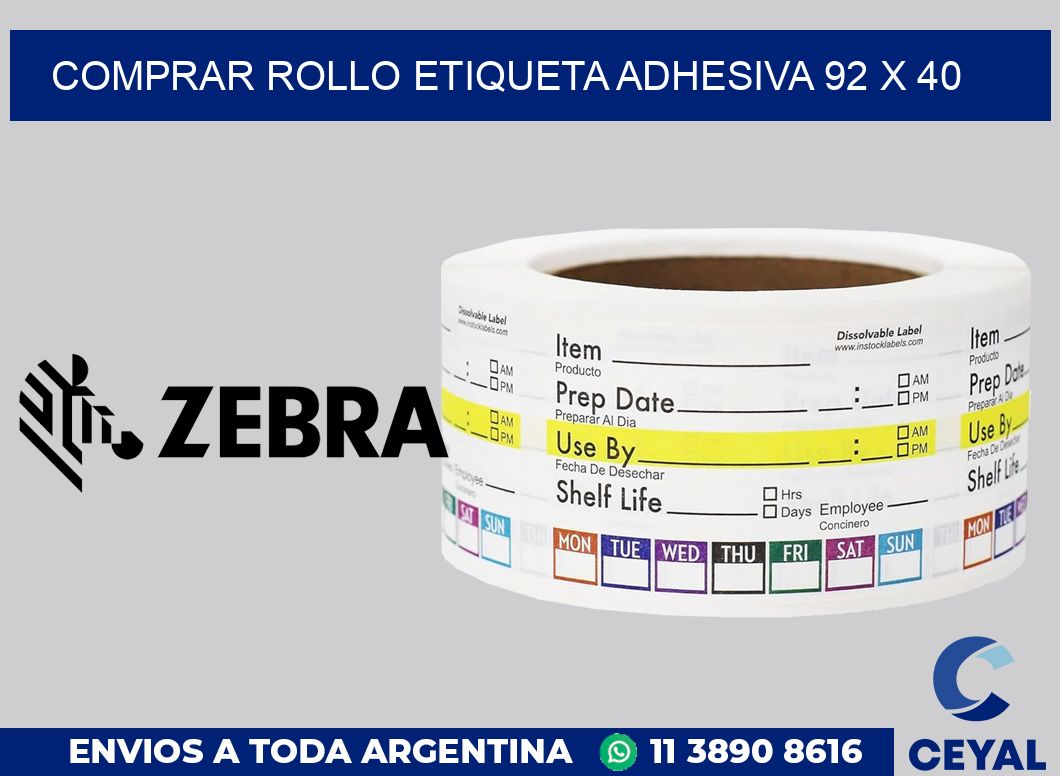 Comprar rollo etiqueta adhesiva 92 x 40