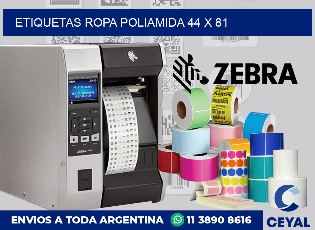 Etiquetas ropa poliamida 44 x 81