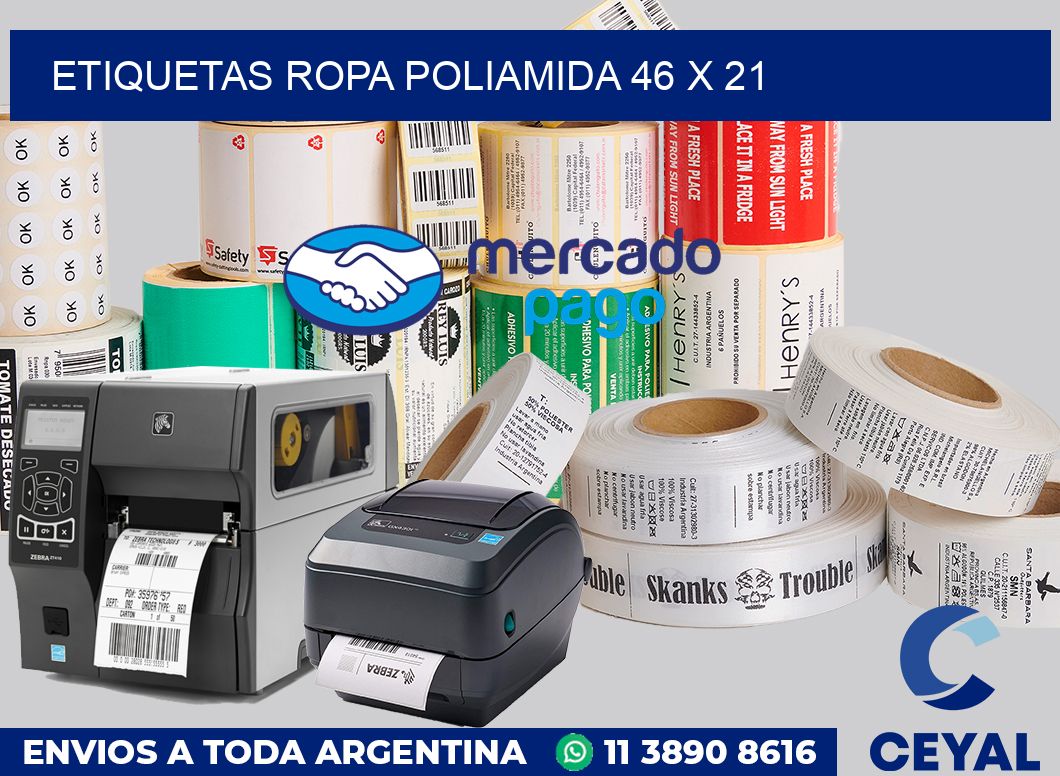 Etiquetas ropa poliamida 46 x 21