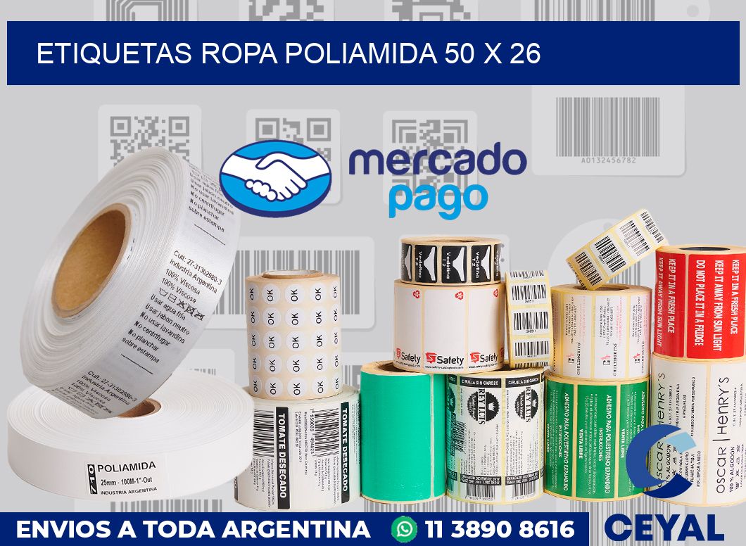 Etiquetas ropa poliamida 50 x 26