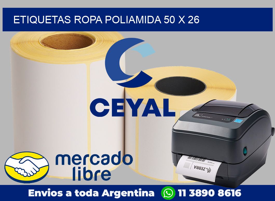 Etiquetas ropa poliamida 50 x 26