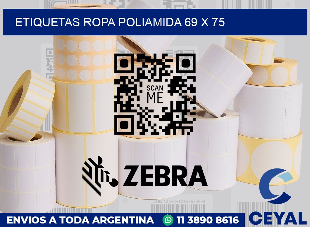 Etiquetas ropa poliamida 69 x 75