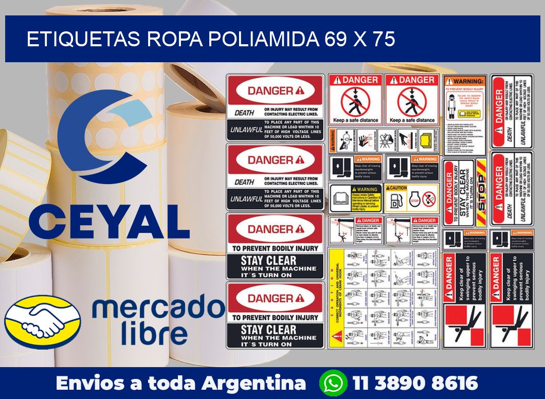 Etiquetas ropa poliamida 69 x 75