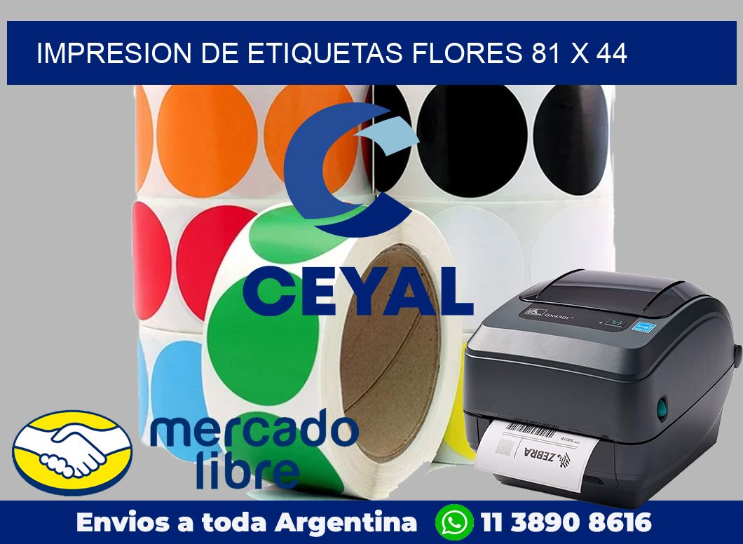 Impresion de etiquetas Flores 81 x 44