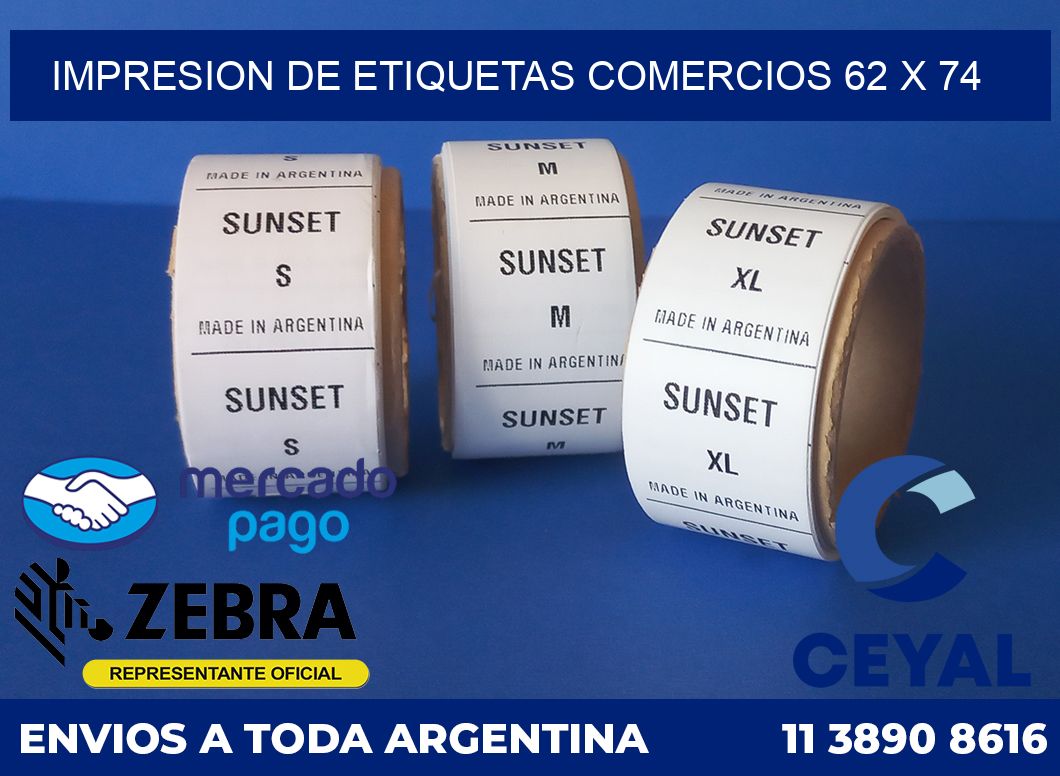 Impresion de etiquetas comercios 62 x 74