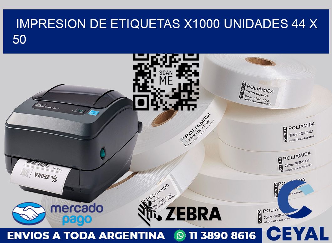 Impresion de etiquetas x1000 unidades 44 x 50