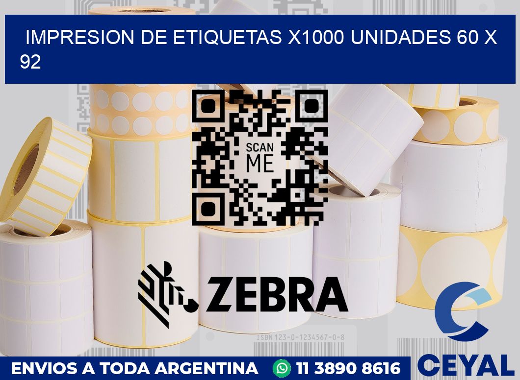 Impresion de etiquetas x1000 unidades 60 x 92