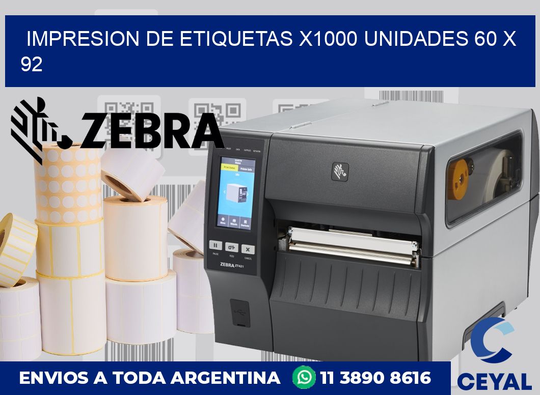 Impresion de etiquetas x1000 unidades 60 x 92