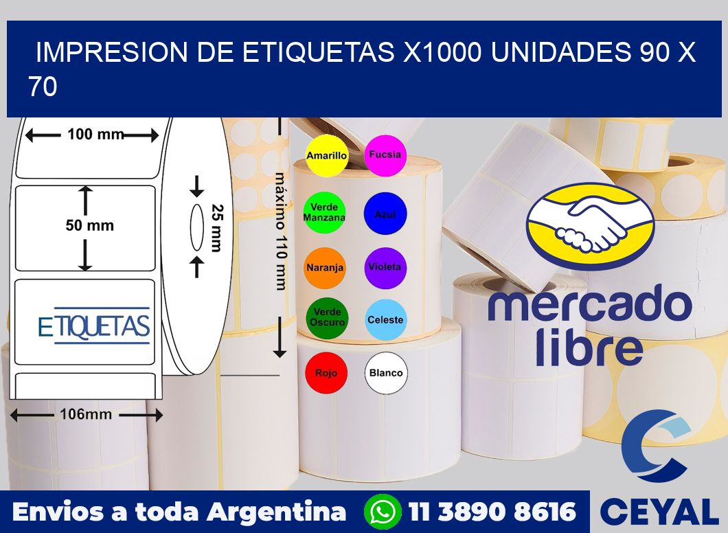 Impresion de etiquetas x1000 unidades 90 x 70