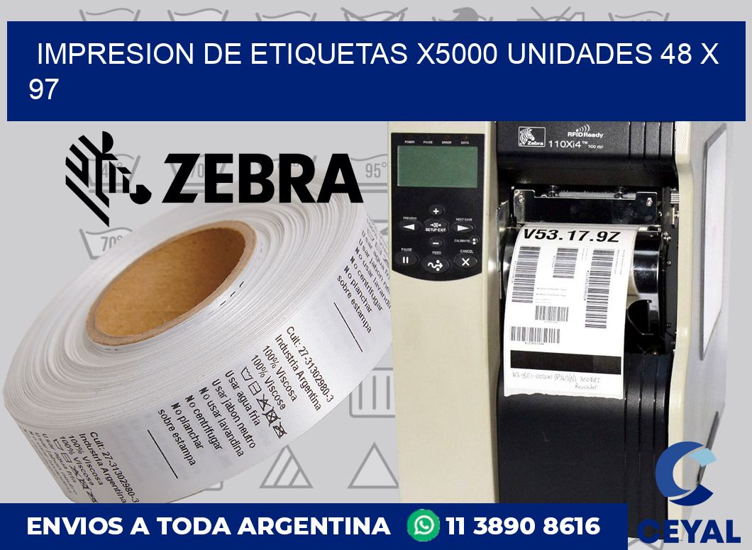 Impresion de etiquetas x5000 unidades 48 x 97