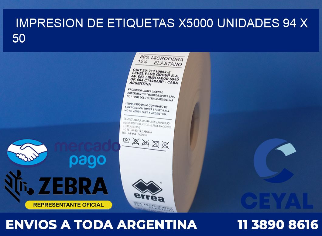 Impresion de etiquetas x5000 unidades 94 x 50