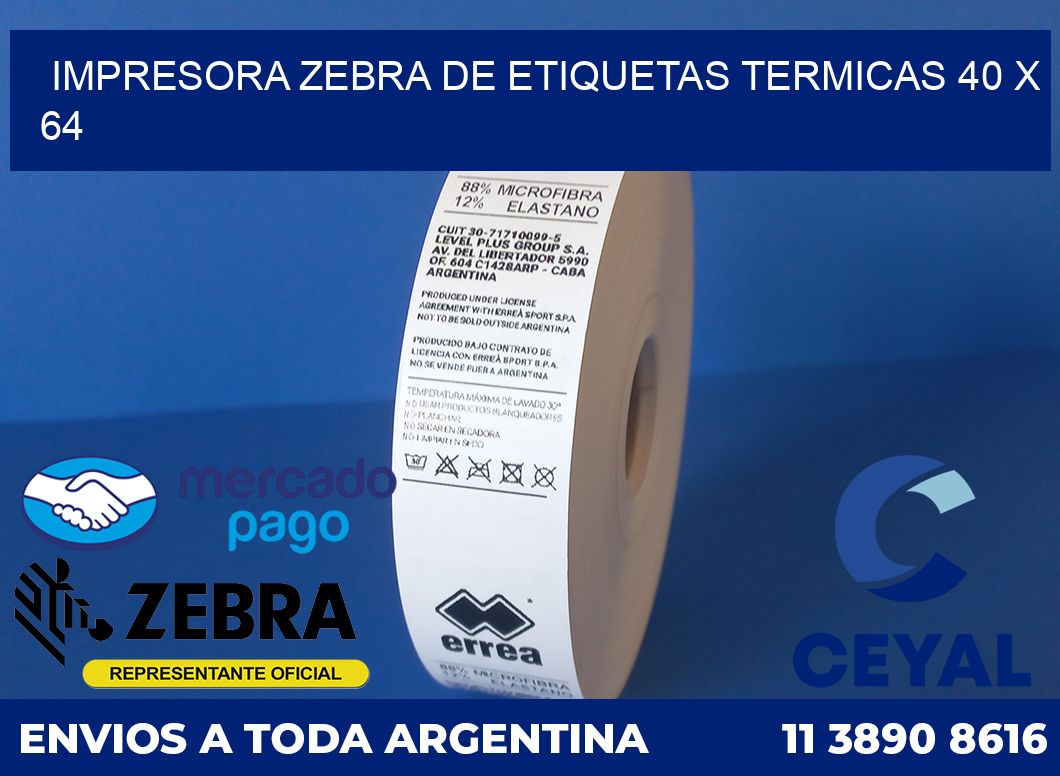 Impresora Zebra de etiquetas termicas 40 x 64