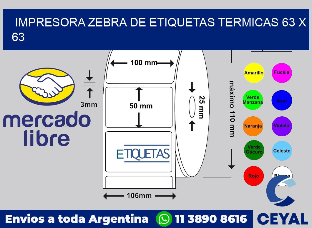 Impresora Zebra de etiquetas termicas 63 x 63