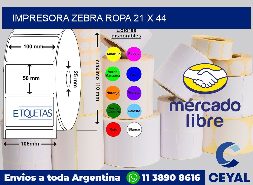 Impresora Zebra ropa 21 x 44