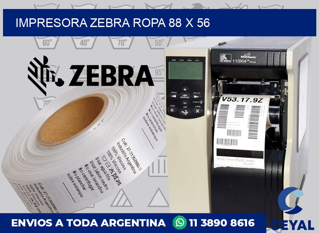 Impresora Zebra ropa 88 x 56