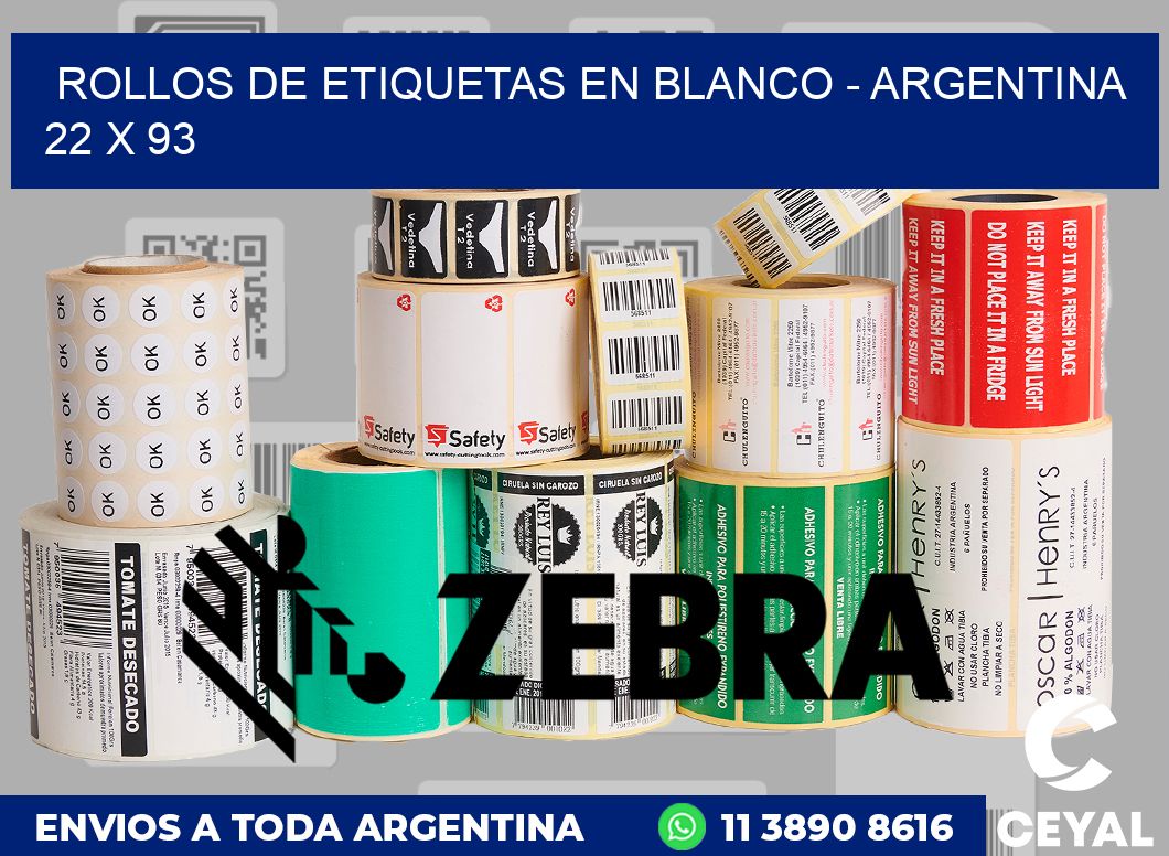Rollos de etiquetas en blanco - Argentina 22 x 93