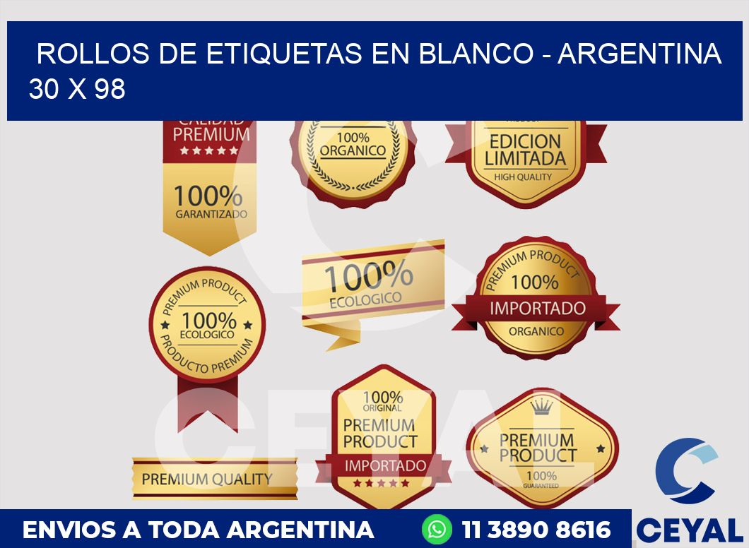 Rollos de etiquetas en blanco - Argentina 30 x 98