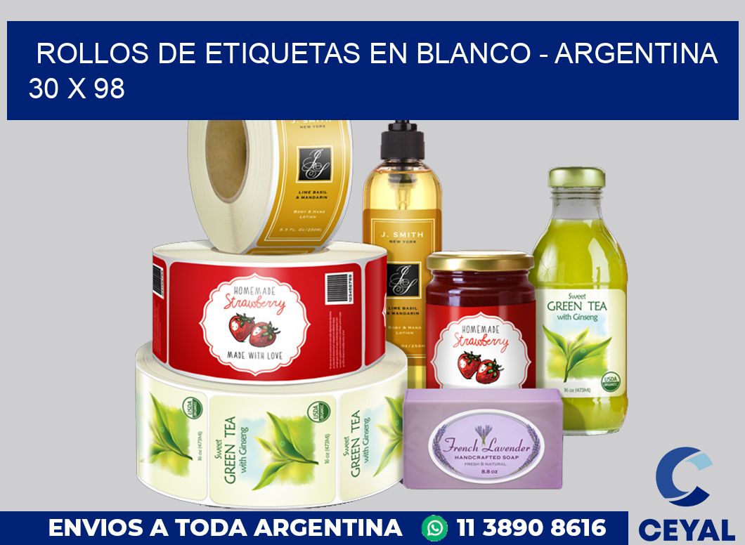 Rollos de etiquetas en blanco – Argentina 30 x 98