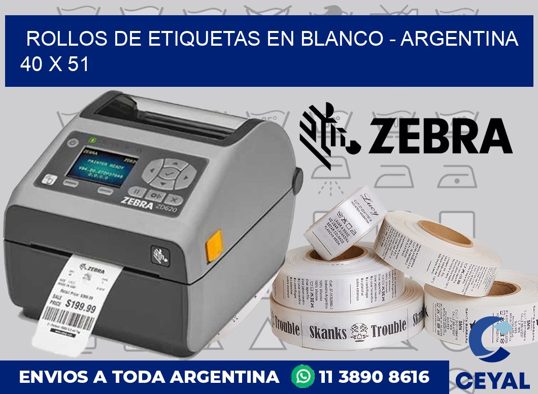 Rollos de etiquetas en blanco – Argentina 40 x 51