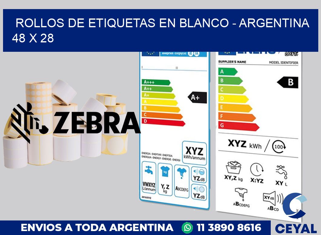 Rollos de etiquetas en blanco - Argentina 48 x 28