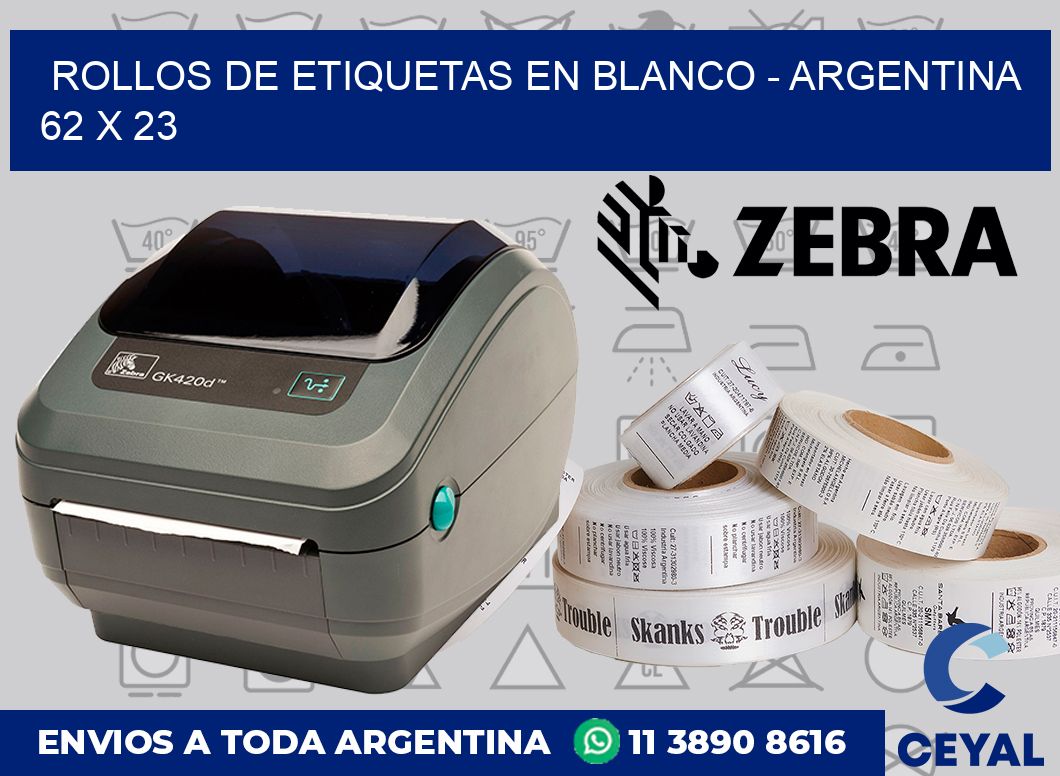 Rollos de etiquetas en blanco - Argentina 62 x 23