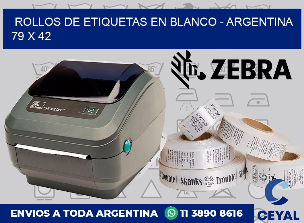 Rollos de etiquetas en blanco – Argentina 79 x 42