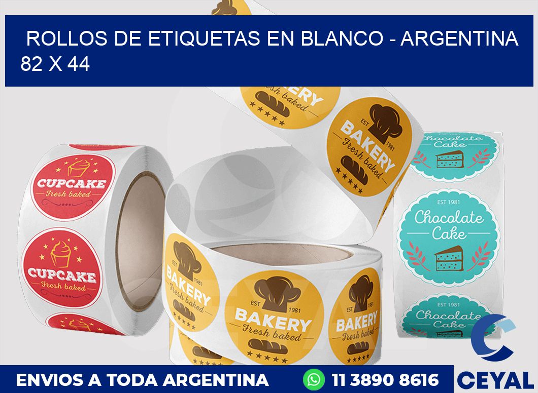 Rollos de etiquetas en blanco – Argentina 82 x 44