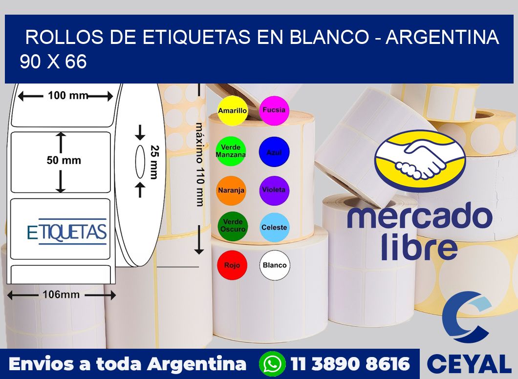 Rollos de etiquetas en blanco - Argentina 90 x 66