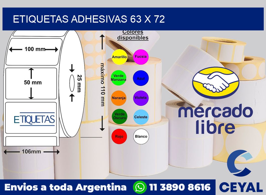etiquetas adhesivas 63 x 72