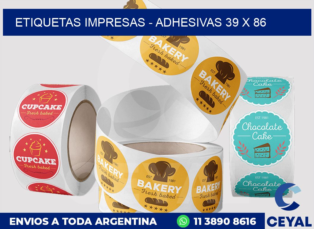 etiquetas impresas - Adhesivas 39 x 86