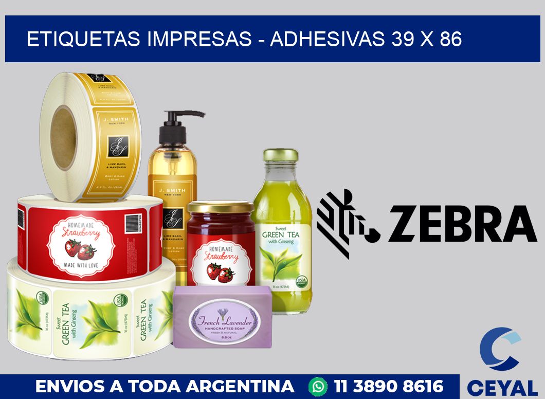 etiquetas impresas - Adhesivas 39 x 86