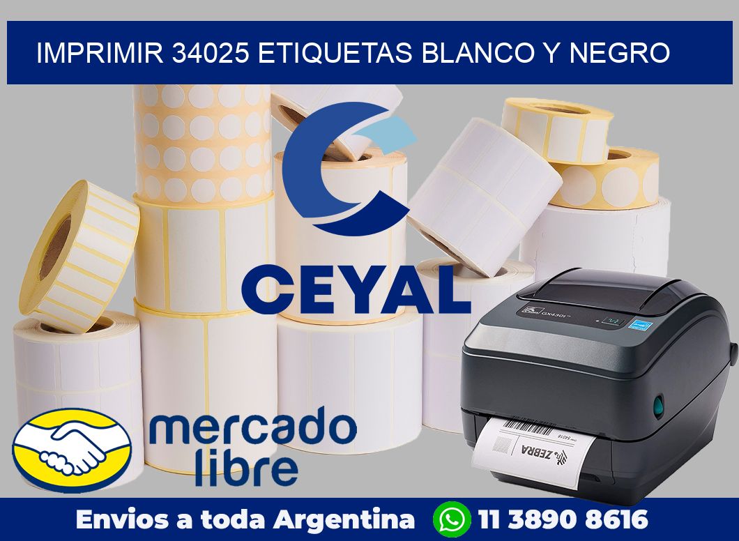 imprimir 34025 etiquetas blanco y negro