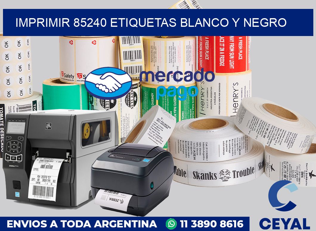imprimir 85240 etiquetas blanco y negro