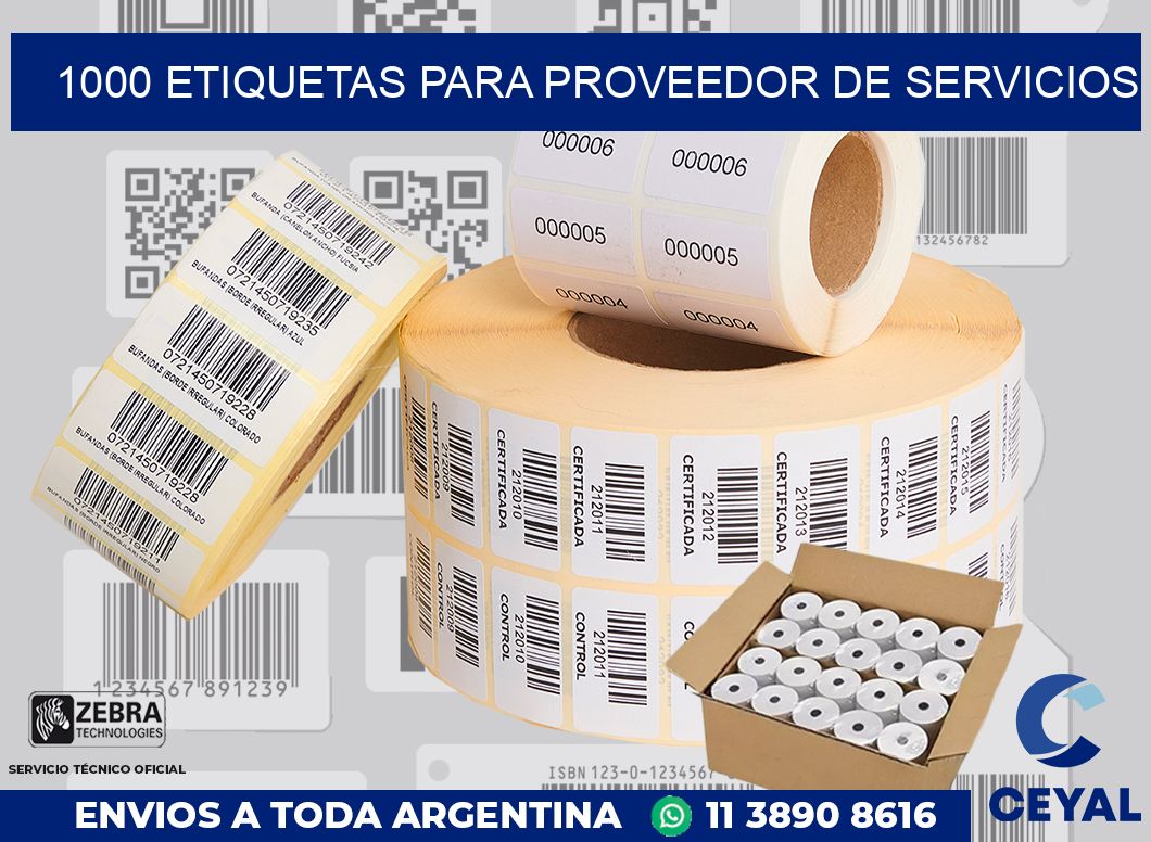 1000 ETIQUETAS PARA PROVEEDOR DE SERVICIOS
