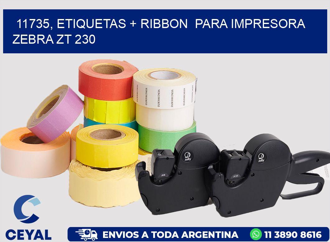 11735, etiquetas + ribbon para impresora zebra ZT 230