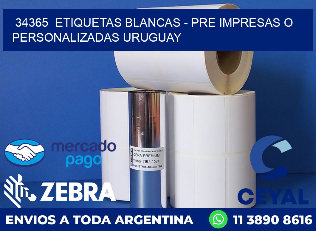 34365  ETIQUETAS BLANCAS - PRE IMPRESAS O PERSONALIZADAS URUGUAY