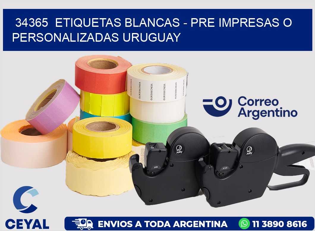 34365  ETIQUETAS BLANCAS - PRE IMPRESAS O PERSONALIZADAS URUGUAY
