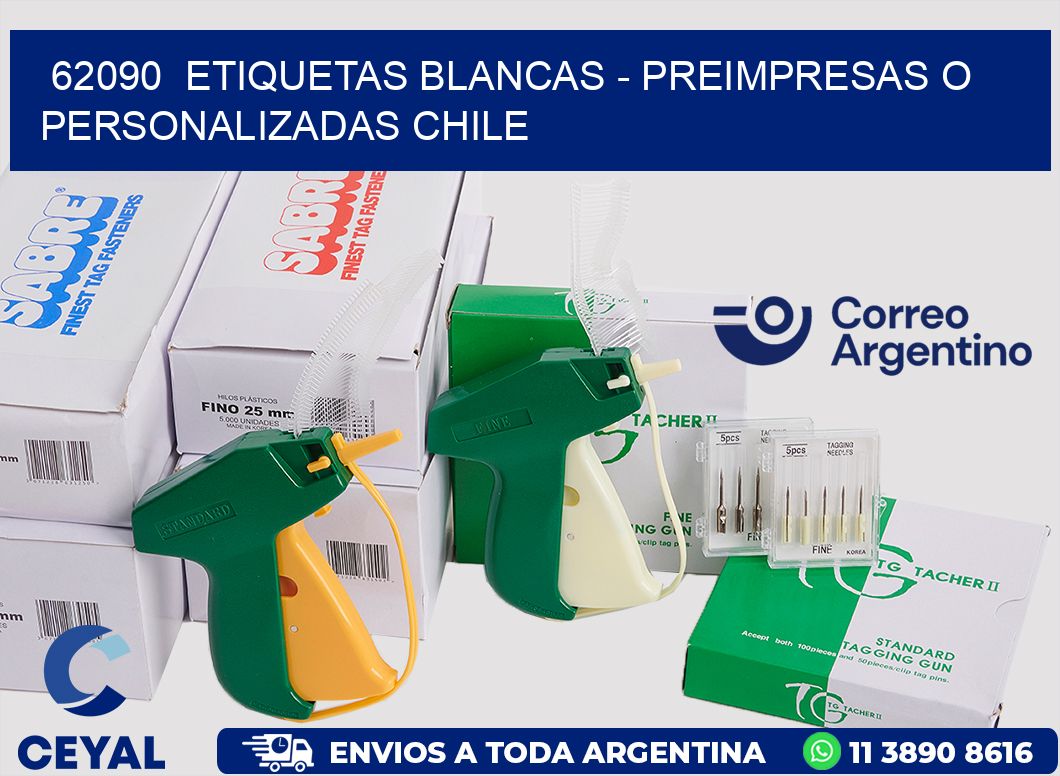 62090 ETIQUETAS BLANCAS - PREIMPRESAS O PERSONALIZADAS CHILE
