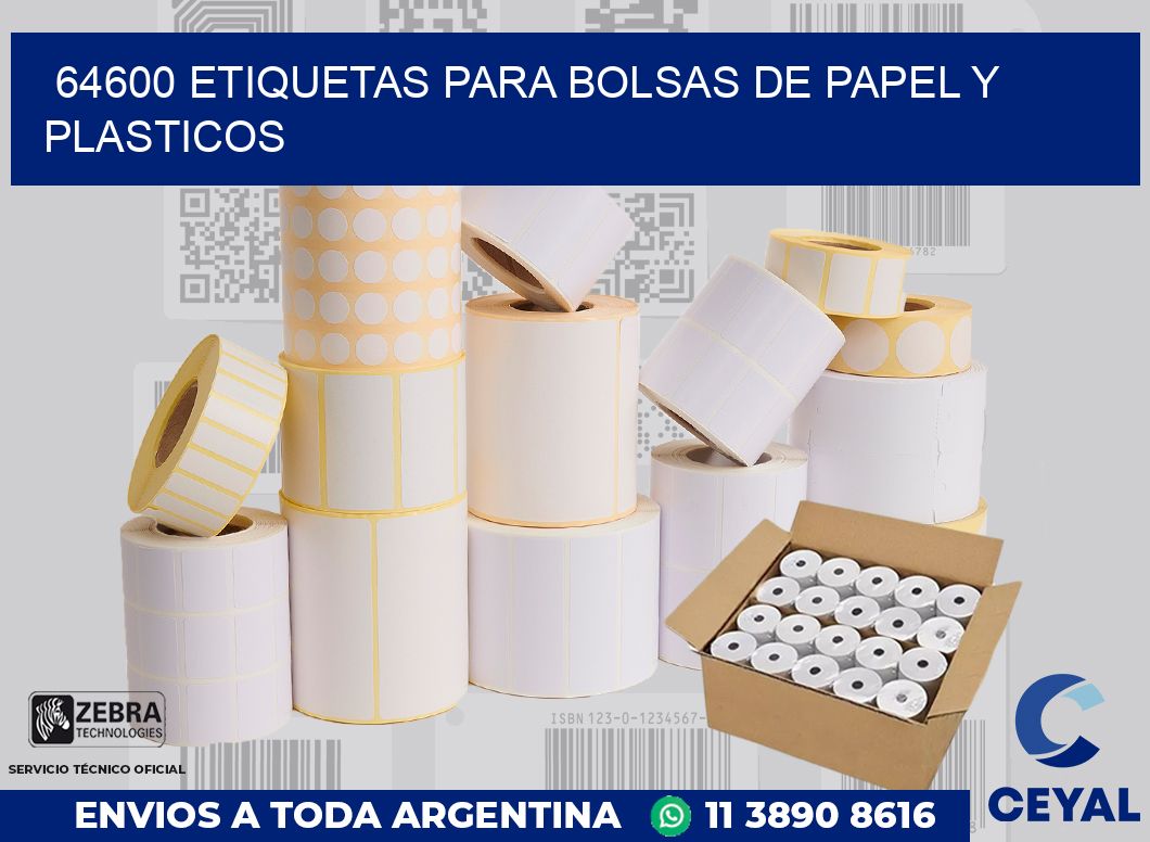 64600 ETIQUETAS PARA BOLSAS DE PAPEL Y PLASTICOS